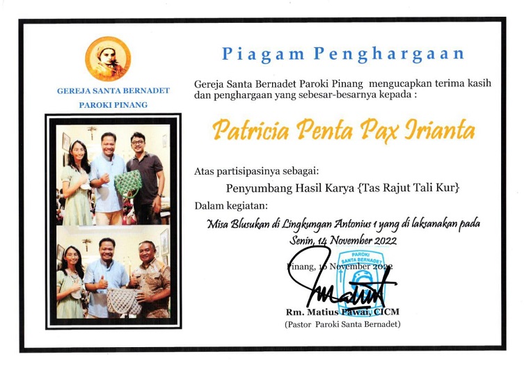 Sertifikat apresiasi PENTA PAKAI INI